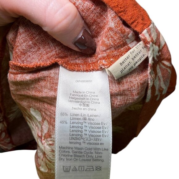 Madewell Sophia Smocked Linen Midi Dress Floral Rust Brown XXS Cottagecore - Picture 6 of 6